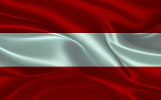 3d agitant réaliste soie nationale drapeau de L'Autriche. content nationale journée L'Autriche drapeau Contexte. proche en haut photo