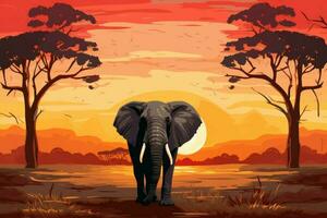 ridé l'éléphant africain savane. produire ai photo