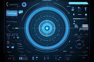 futuriste virtuel graphique toucher utilisateur interface, hud. pour la toile, placer, mobile applications isolé sur noir arrière-plan, techno, en ligne conception, hud éléments interface pour interface graphique, interface utilisateur, ai généré photo