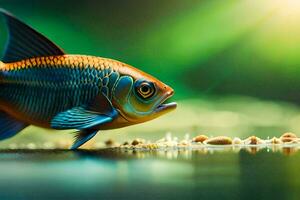 une poisson avec brillant bleu et Orange couleurs. généré par ai photo