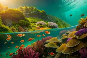 le océan est plein de coloré corail et poisson. généré par ai photo