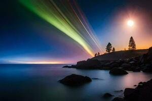 le aurore borealis plus de le océan. généré par ai photo