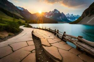 le chemin à le Soleil. généré par ai photo