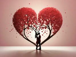 graphique pour une couple dans l'amour contre le Contexte de une rouge en forme de coeur arbre photo