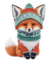 Renard dans une chaud chapeau graphique pour hiver ou Noël photo