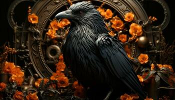 gothique oiseau perchoirs sur ancien bifurquer, symbolisant spiritualité et histoire généré par ai photo
