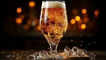 fête nuit, verre reflète d'or whisky dans bar généré par ai photo