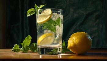 Frais limonade, agrumes cocktail, la glace du froid boire, été rafraîchissement généré par ai photo