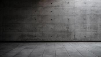 vide appartement avec sale béton des murs et patiné bois sol généré par ai photo