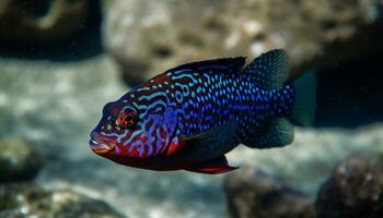 coloré poisson nager dans une magnifique sous-marin récif, mettant en valeur la nature beauté généré par ai photo