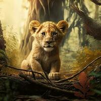 lion dans la jungle photo