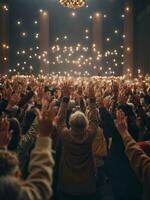 international journée de paix, décembre 21e. là étaient 2 beaucoup de gens élevage leur mains et là a été une gros paix symbole, ai généré. photo