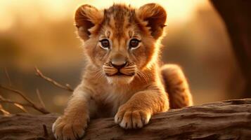 Lion lionceau panthera Leo dans le sauvage photo