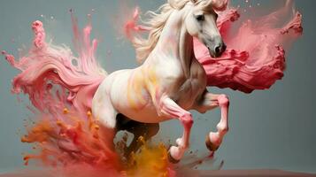 abstrait cheval avec complexe mouvement et brumeux couleur, génératif ai illustration photo