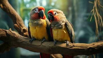 photo de fondant deux perroquets avec un accentuation sur expression de l'amour. génératif ai