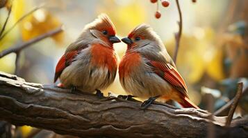 photo de fondant deux rossignols avec un accentuation sur expression de l'amour. génératif ai