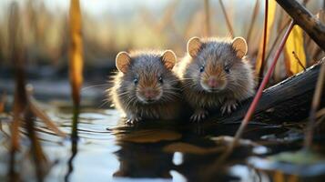 photo de fondant deux rats musqués avec un accentuation sur expression de l'amour. génératif ai