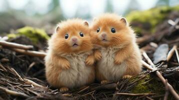 photo de fondant deux lemmings avec un accentuation sur expression de l'amour. génératif ai