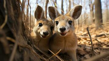 photo de fondant deux kangourous avec un accentuation sur expression de l'amour. génératif ai