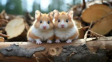 photo de fondant deux hamsters avec un accentuation sur expression de l'amour. génératif ai