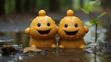 photo de fondant deux grenouilles avec un accentuation sur expression de l'amour. génératif ai