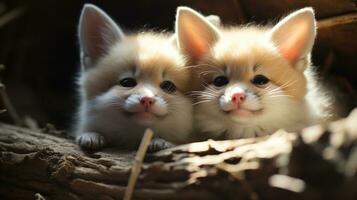 photo de fondant deux fennec renards avec un accentuation sur expression de l'amour. génératif ai