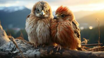 photo de fondant deux faucons avec un accentuation sur expression de l'amour. génératif ai
