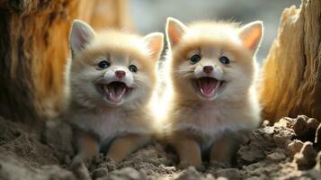 photo de fondant deux fennec renards avec un accentuation sur expression de l'amour. génératif ai