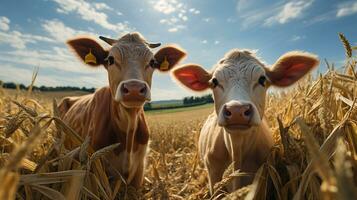 photo de fondant deux vaches avec un accentuation sur expression de l'amour. génératif ai