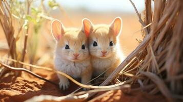 photo de fondant deux désert kangourou les rats avec un accentuation sur expression de l'amour. génératif ai