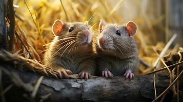 photo de fondant deux canne les rats avec un accentuation sur expression de l'amour. génératif ai