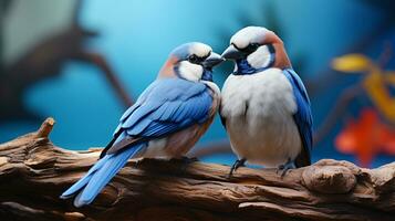 photo de fondant deux bleu geais avec un accentuation sur expression de l'amour. génératif ai