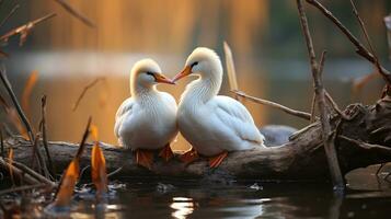 photo de fondant deux canards avec un accentuation sur expression de l'amour. génératif ai