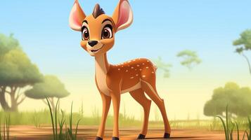 une mignonne peu impala dans disney dessin animé style. génératif ai photo