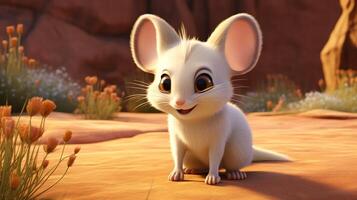 une mignonne peu kangourou rat dans disney dessin animé style. génératif ai photo