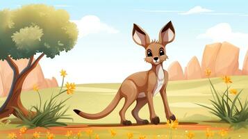 une mignonne peu kangourou dans vecteur style. génératif ai photo