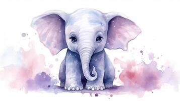 une mignonne peu l'éléphant dans aquarelle style. génératif ai photo