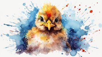 une mignonne peu poulet dans aquarelle style. génératif ai photo