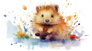 une mignonne peu capybara dans aquarelle style. génératif ai photo