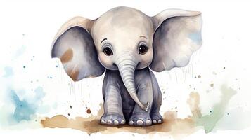 une mignonne peu africain l'éléphant dans aquarelle style. génératif ai photo