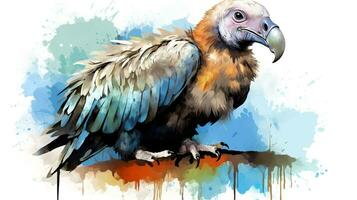 une mignonne peu vautour dans aquarelle style. génératif ai photo