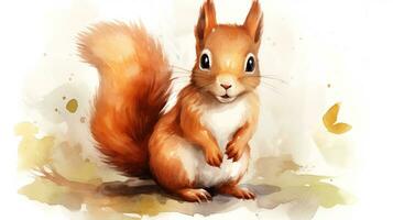 une mignonne peu écureuil dans aquarelle style. génératif ai photo