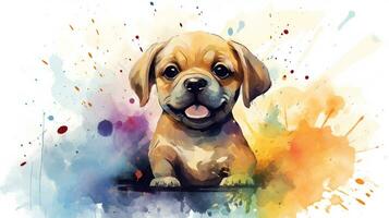 une mignonne peu prairie chien dans aquarelle style. génératif ai photo