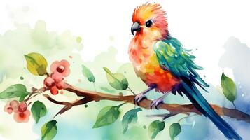 une mignonne peu quetzal dans aquarelle style. génératif ai photo