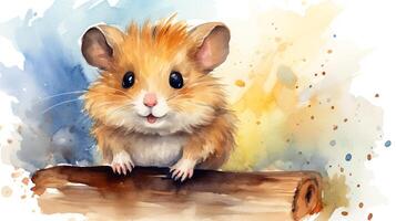 une mignonne peu hamster dans aquarelle style. génératif ai photo