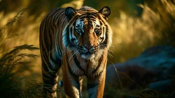 une majestueux Bengale tigre regarder dans le premier plan photo