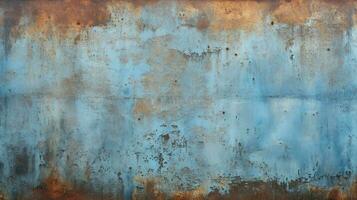 abstrait rouillé métal mur avec coloré bleu peindre photo