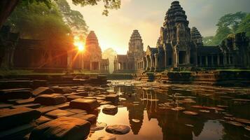 ancien ruines de angkor majestueux spiritualité prier photo
