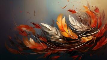 un abstrait la nature conception l'automne feuilles et plumes photo