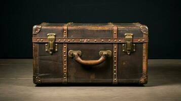 antique cuir valise une rustique richesse récipient photo